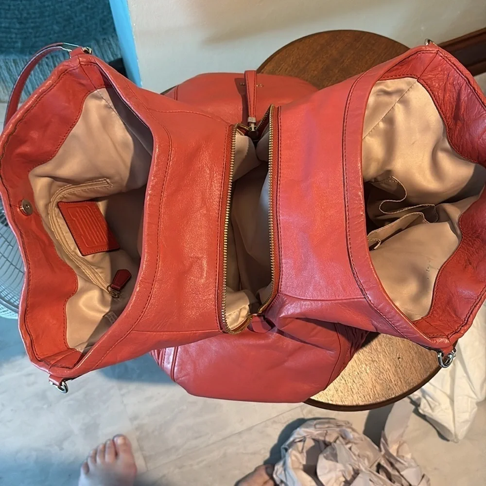Coach   Madison Phoebe shoulder bag 3 compartment gathered quilted leather Coral